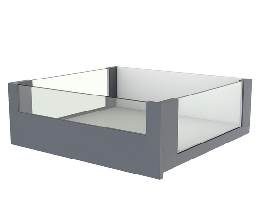 Cajón costado metálico recto slim box alto con vidrio